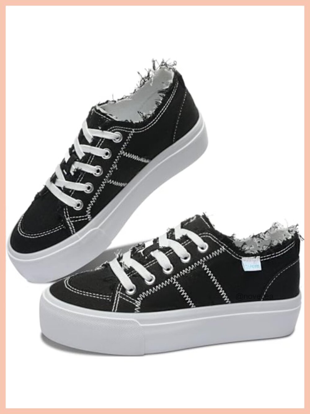 Women Platform Canvas Sneakers Lace Up Comfort Walking Shoes Low Top